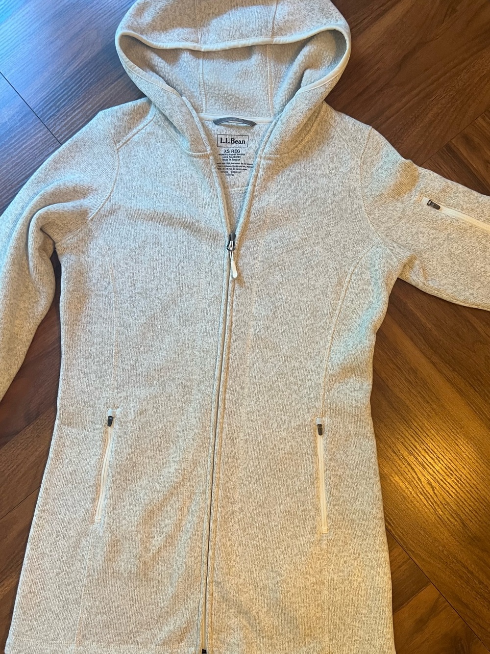 L.L. Bean Women's Hooded Zip Jacket in IVORY Heather Gray